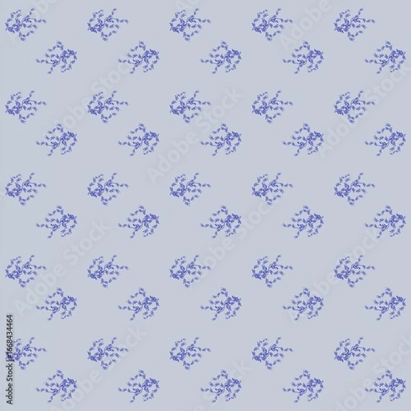 Fototapeta seamless  leaf pattern with snowflakes blue background