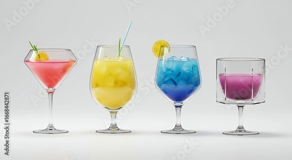 Fototapeta Assortment colorful cocktail glasses high quality image