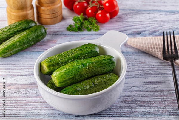 Obraz Homemade lightly salted cucumbers snack