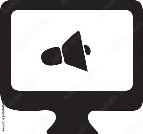 Obraz Digital Announcement: Computer Screen Icon, Bold Black Silhouette, Modern Communication Graphic