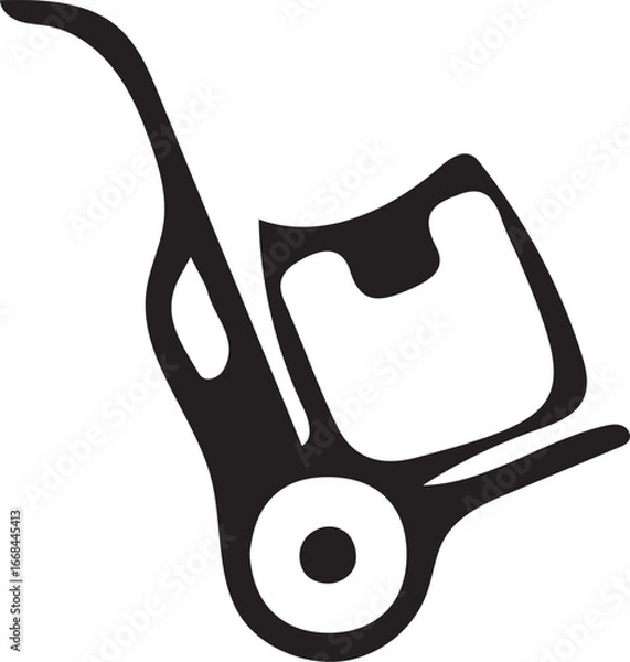 Obraz Hand Truck Icon: Simple Black Silhouette, Delivery and Transportation Symbol, Minimalist Design, Vector Graphic