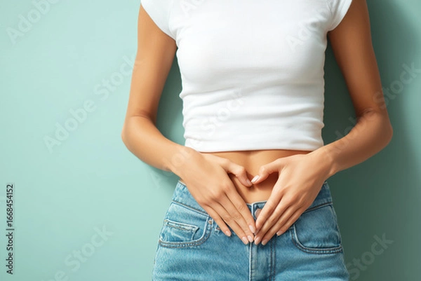 Obraz 腸活やデリケートゾーンケアをイメージさせる女性のポーズ