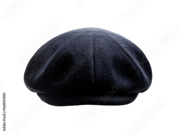 Obraz Classic black wool beret with rounded crown and soft texture