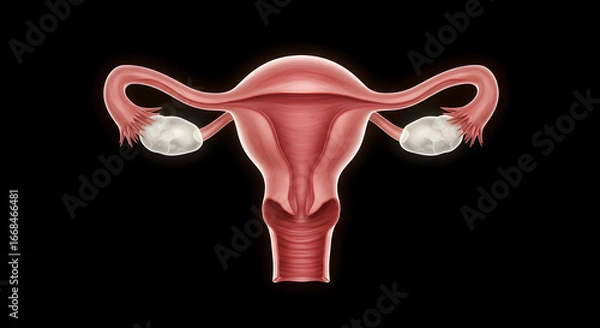 Fototapeta Uterus and Ovaries Diagram Showing Reproductive System Anatomy