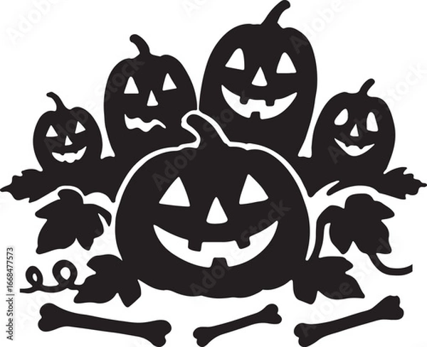 Obraz Halloween pumpkins and bones isolated on transparent background