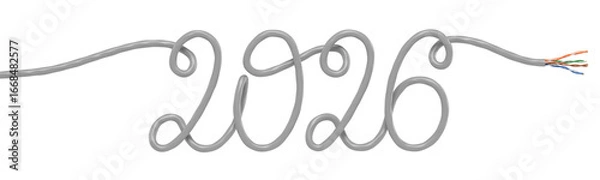 Obraz Creative 2026 Year Design Using Network Cable. 3D rendering