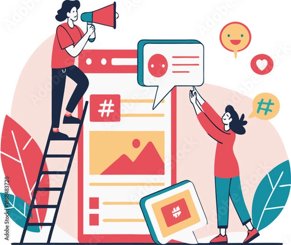 Obraz Creative Social Media Marketing Concept Vector
