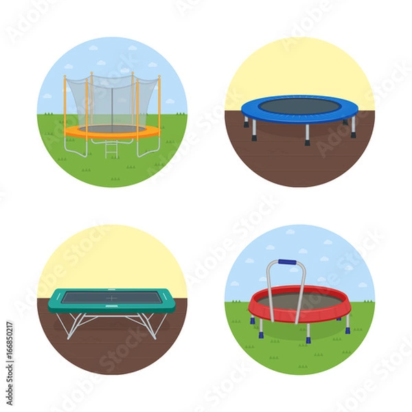 Obraz Jumping trampoline flat realistic icon