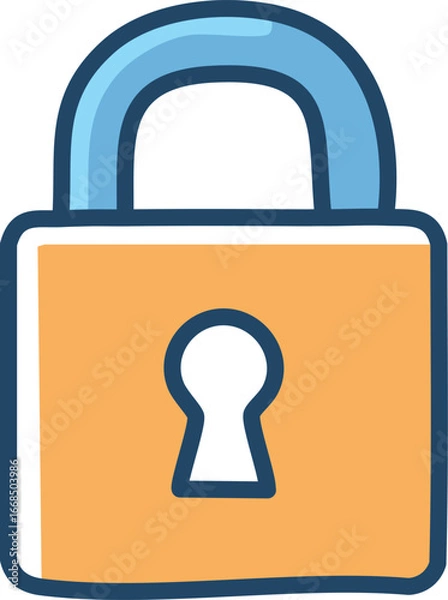 Fototapeta A simple, cartoon-style illustration of a closed padlock.