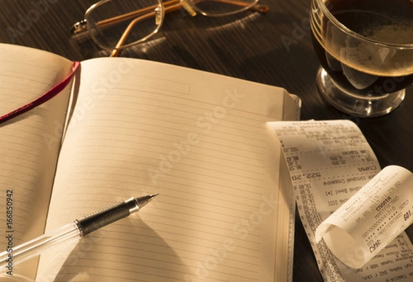 Fototapeta notebook and calculations