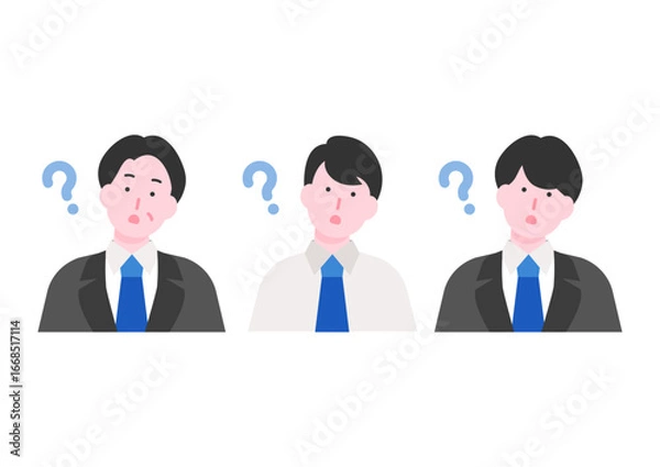 Obraz 疑問を抱えるビジネスマンのイラストセット