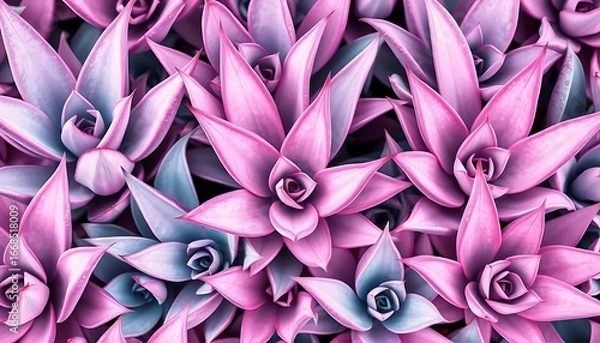 Fototapeta Close up of pink succulent plants echeveria elegans kimnach with pointed leaves texture