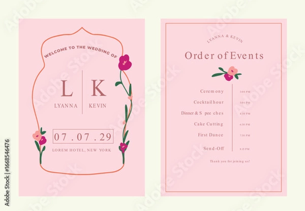 Obraz floral frame cute wedding card invitation