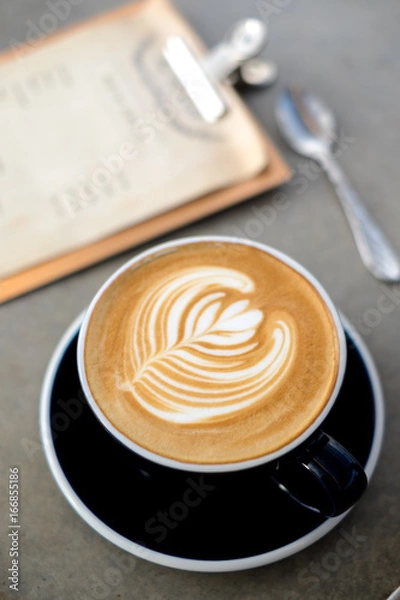 Obraz Latte art coffee with glass