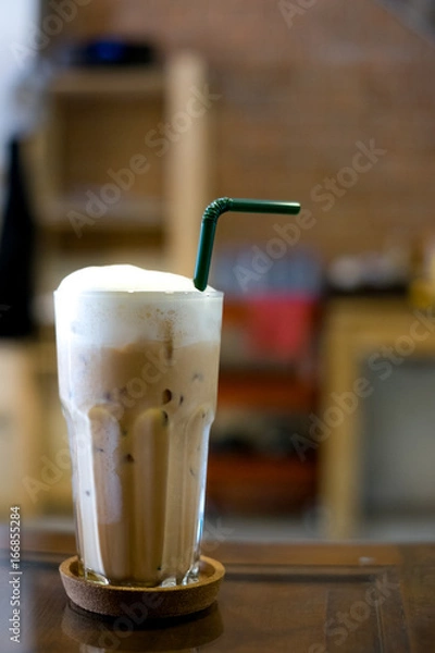 Obraz Ice latte with milk foam