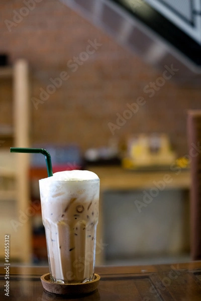Obraz Ice latte with milk foam