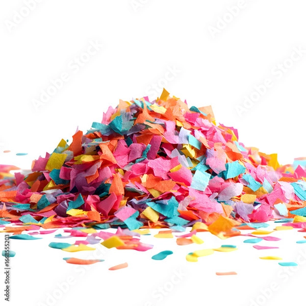 Obraz A pile of colorful confetti, isolated on white background