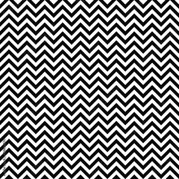 Obraz Vector seamless zigzag pattern. Chevron texture. Black-and-white background. Monochrome zigzag stripes design. Vector EPS10