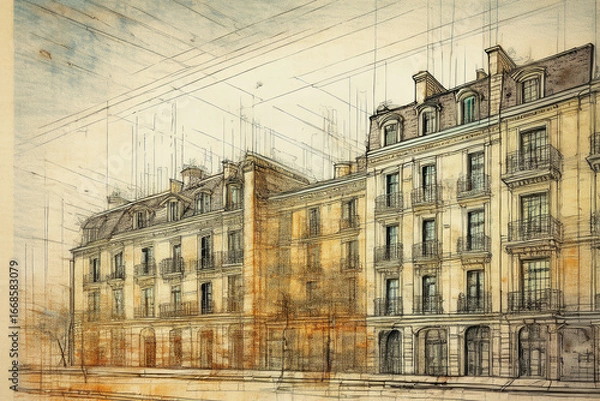 Obraz Old Building Sketch