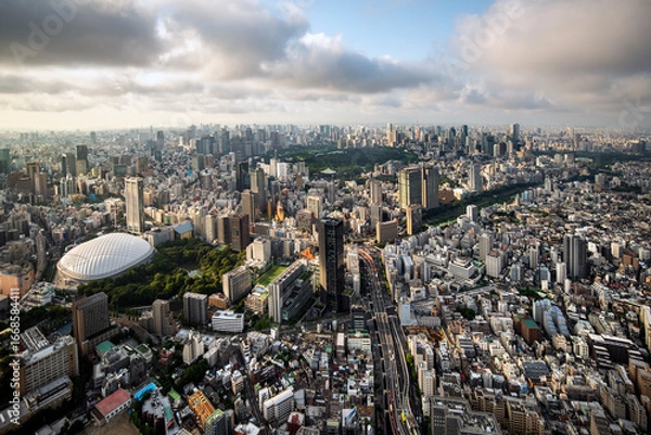 Obraz aerial view of Tokyo's high density urban sprawl