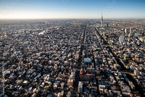 Obraz aerial view of Tokyo's high density urban sprawl