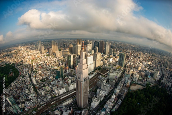Obraz Panoramic view of Shinjuko Tokyo, taken from a helicopter