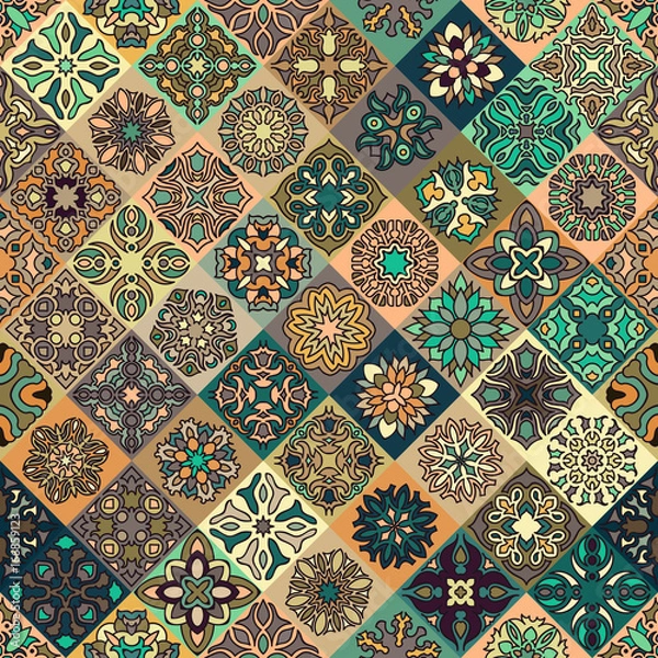 Fototapeta Seamless pattern. Vintage decorative elements. Hand drawn background. Islam, Arabic, Indian, ottoman motifs. Perfect for printing on fabric or paper.