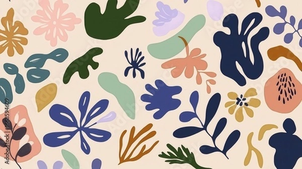 Fototapeta Abstract floral pattern with various shapes and colors
