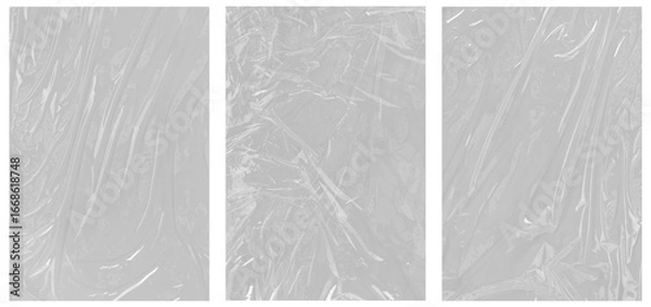 Fototapeta Three rectangular panels with plastic wrap texture. Background for packaging design, concept art, or digital art projects. Versatile and unique.