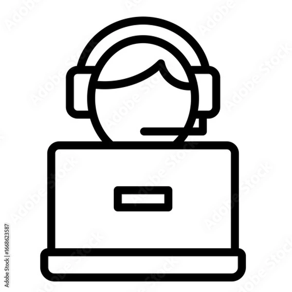 Fototapeta Tech Support Headset  Icon Element For Design