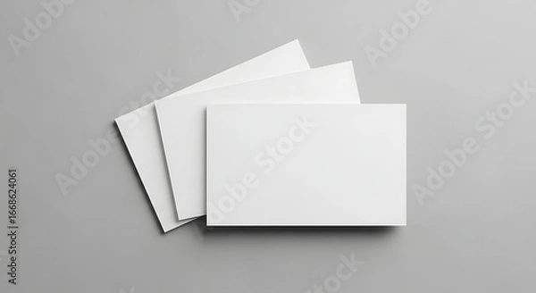 Obraz Elegant blank business cards ready for your creative design on clean gray surface for professional branding