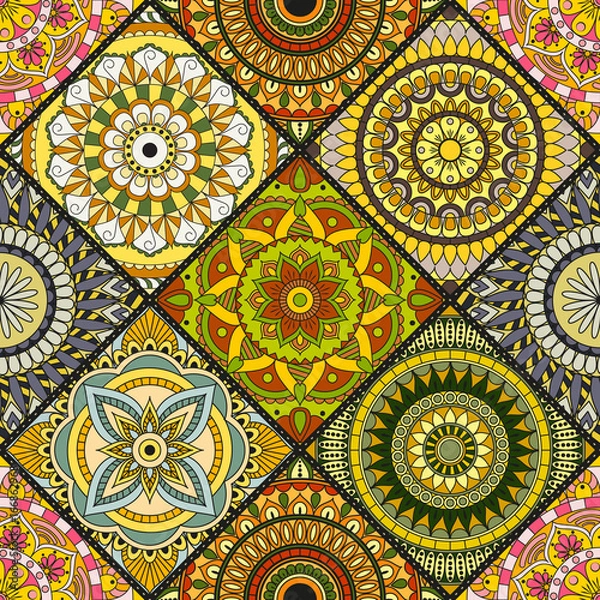 Obraz Seamless pattern. Vintage decorative elements. Hand drawn background. Islam, Arabic, Indian, ottoman motifs. Perfect for printing on fabric or paper.
