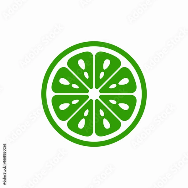 Fototapeta Vibrant Green Lime Slice Illustration on White Background for Summer Freshness and Healthy Food Concepts and Refreshing Drink Inspiration