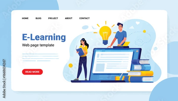 Obraz Engaging E-Learning Web Page Template for Digital Education Platform