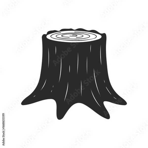 Obraz Detailed black tree stump icon on white background