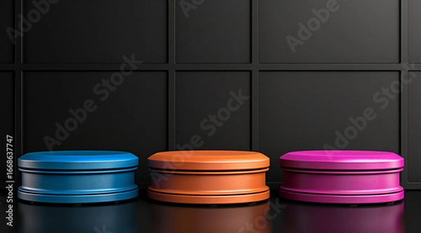 Fototapeta plastic bottles on black background