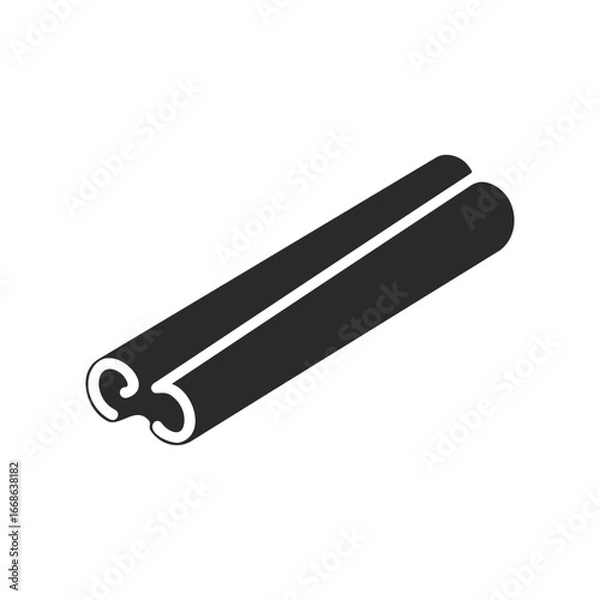 Obraz Black cinnamon stick icon on white background illustration