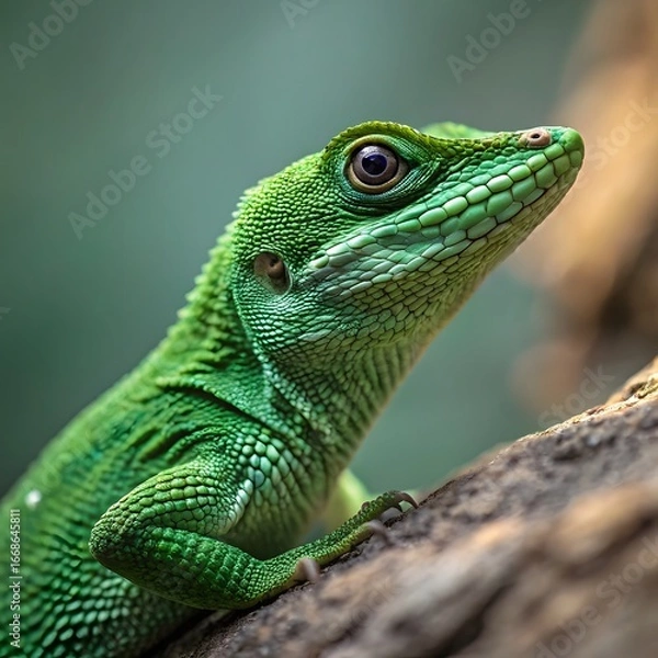Obraz Small Green Iguana Closeup