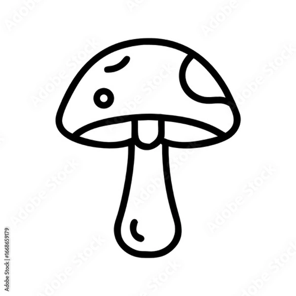 Fototapeta Simple outline illustration of a mushroom on a white background