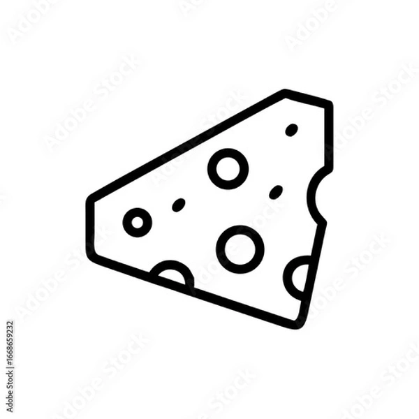 Fototapeta Cheese slice illustration with holes, a symbol of dairy and deliciousness
