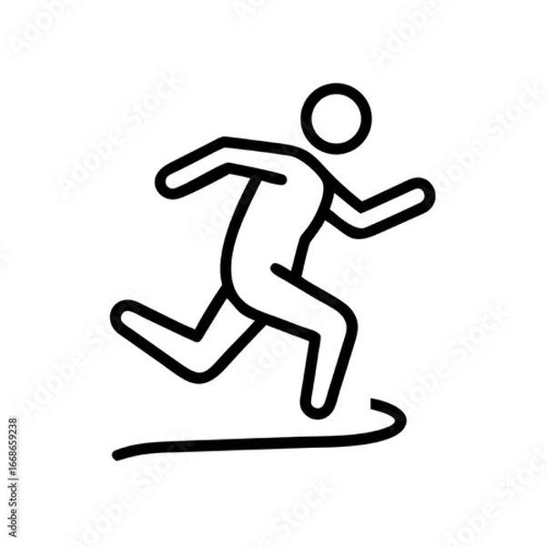Fototapeta Running icon, graphic symbol of a person in motion, representing speed and activity