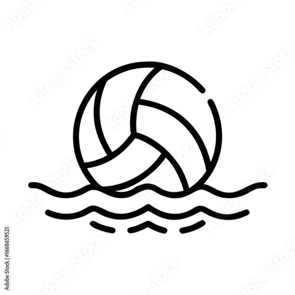 Fototapeta Volleyball ball floating on wavy water, representing sports and summer recreation activities