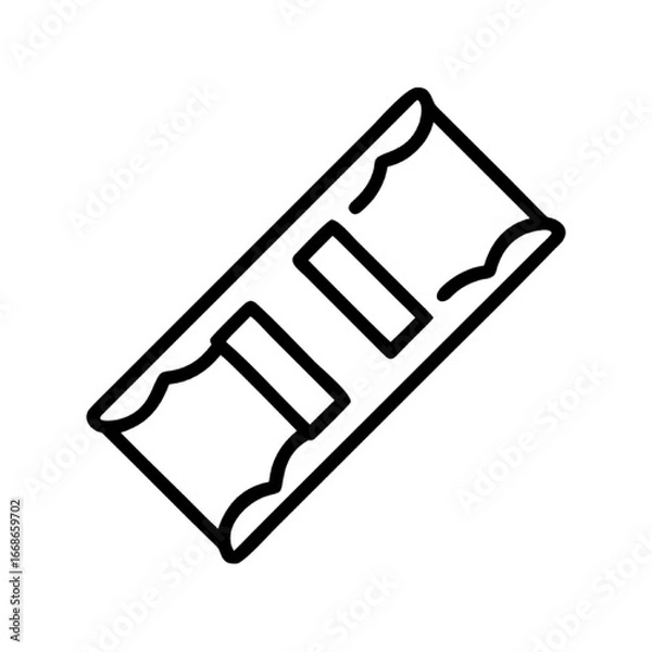 Fototapeta Minimalist Outline of a Snowboard with Binding Attachments, Clean Vector Graphic