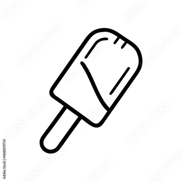 Fototapeta Simple outline drawing of a popsicle with a stick on a white background, isolated