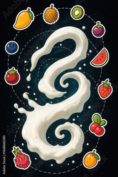 Obraz Cosmic Milk Wave & Fruit Stickers