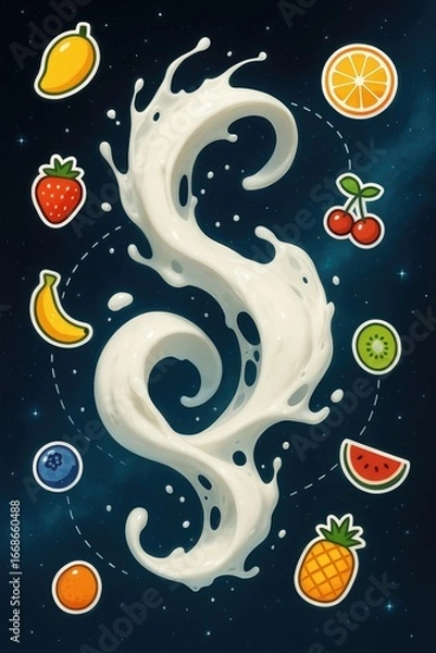 Obraz Cosmic Milk Wave & Fruit Stickers