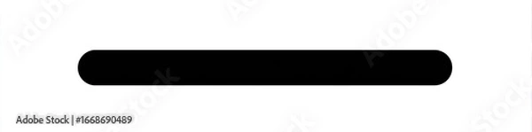 Obraz A horizontal black oblong shape with rounded ends, isolated on a white background