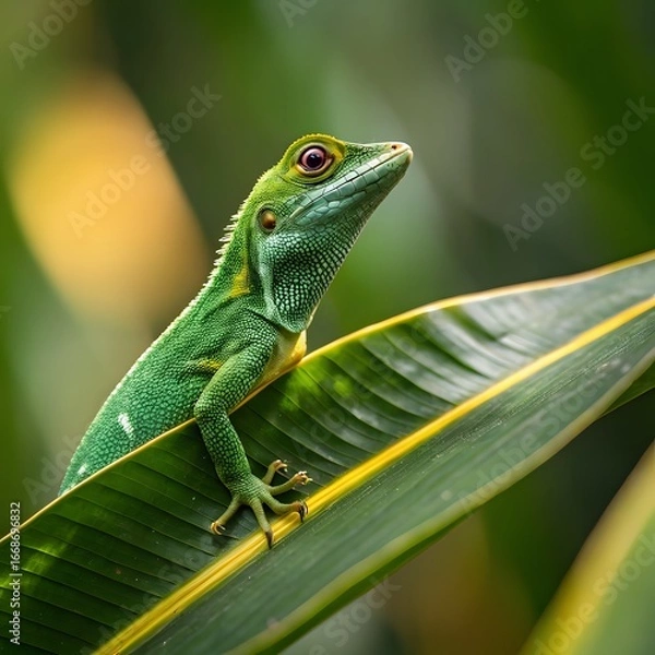 Obraz Small Green Iguana Closeup