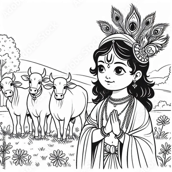 Obraz Krishna Janmashtami Festive Invitation Vector