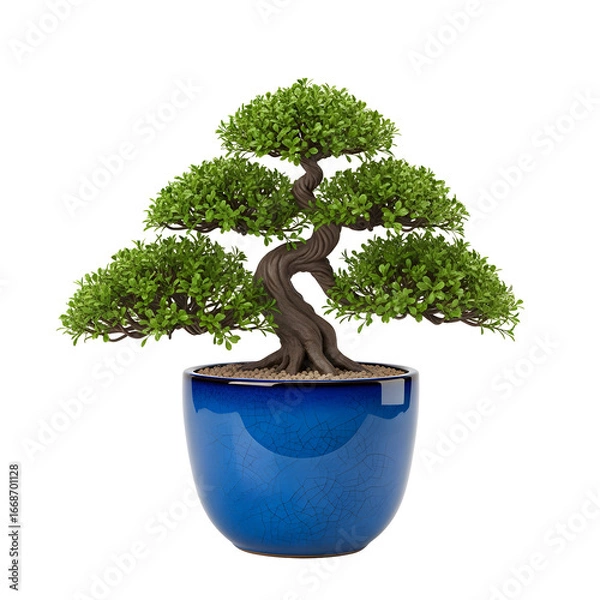 Fototapeta Ornamental Bonsai Tree in a Blue Pot.